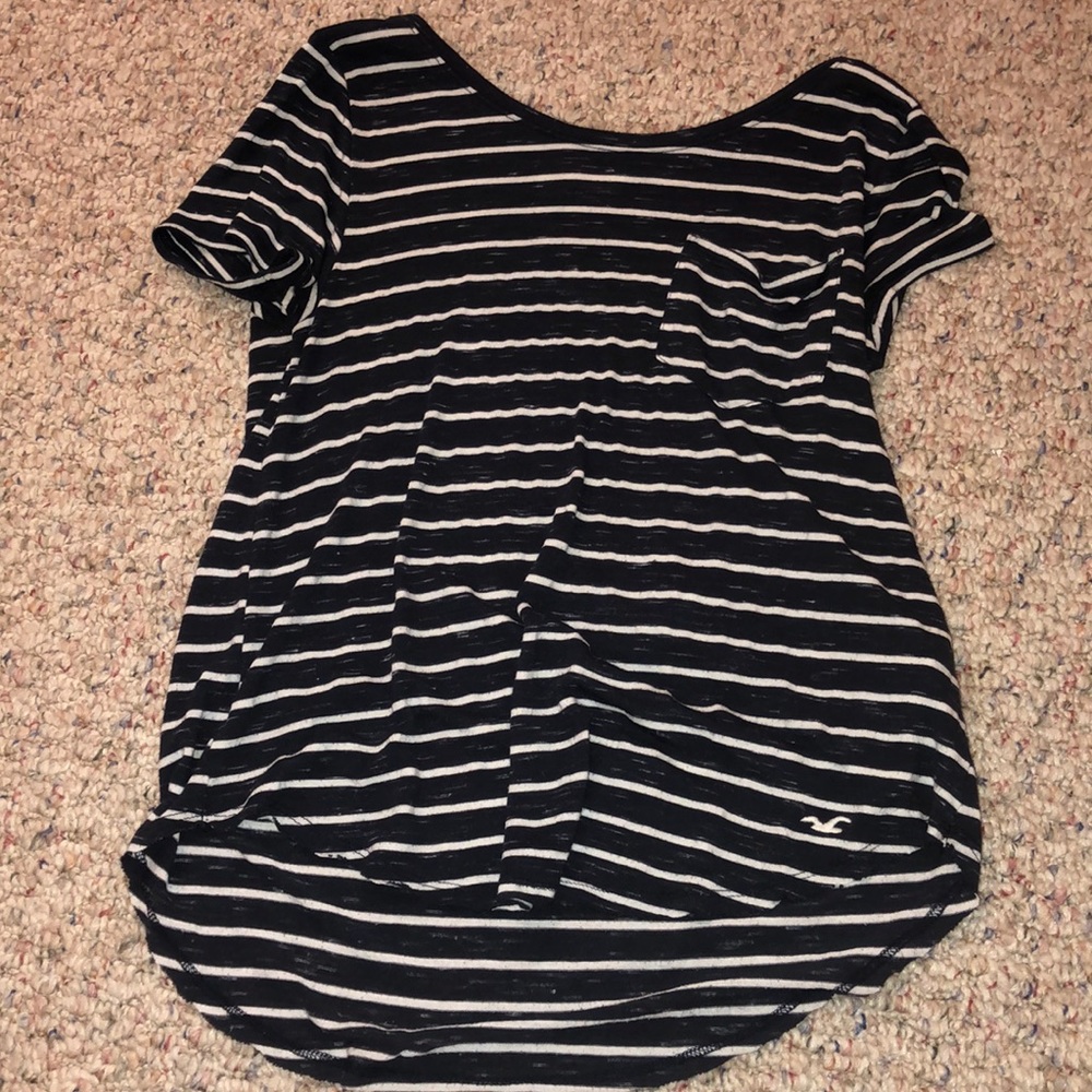 Navy and white striped short sleeve